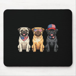 Pug 4 juli Amerikaanse vlag hond patriotisch Muismat