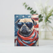 Pug 4 juli Onafhankelijkheidsdag Briefkaart (Staand voorkant)