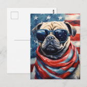 Pug 4 juli Onafhankelijkheidsdag Briefkaart (Voorkant / Achterkant)