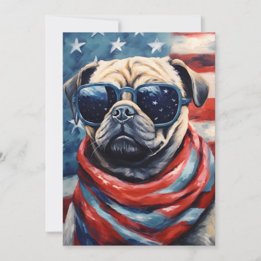 Pug 4 juli Onafhankelijkheidsdag Feestdagenkaart (Voorkant)