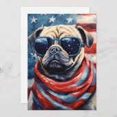 Pug 4 juli Onafhankelijkheidsdag Feestdagenkaart (Voorkant / Achterkant)