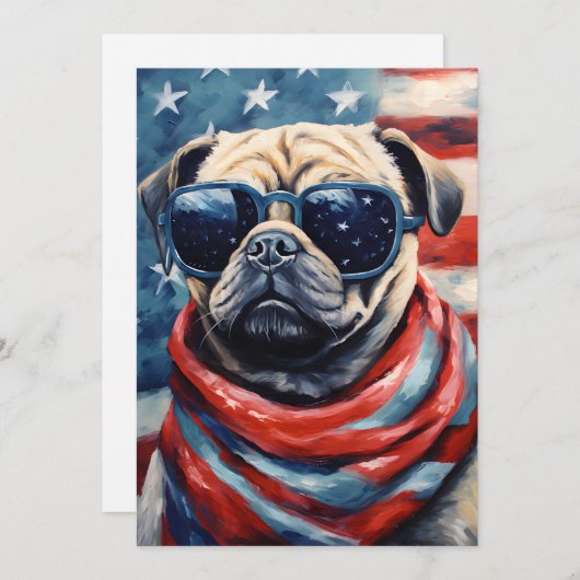 Pug 4 juli Onafhankelijkheidsdag Feestdagenkaart (Voorkant / Achterkant)