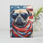 Pug 4 juli Onafhankelijkheidsdag Feestdagenkaart (Staand voorkant)