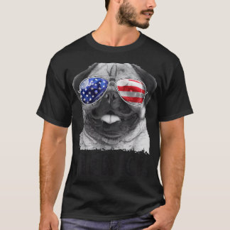 Pug 4th of July s Merica Mannen Vrouwen USA Amerik T-shirt