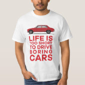 Pug 504 - Het leven is ook... saaie auto's T-Shirt (Voorkant)