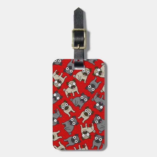 Pug-a-Dot (rood) Bagagelabel (Voorkant verticaal)