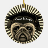 Pug Afstudeerder Keramisch Ornament (Voorkant)