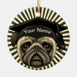 Pug Afstudeerder Keramisch Ornament