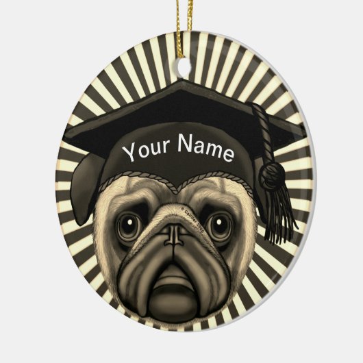 Pug Afstudeerder Keramisch Ornament (Links)