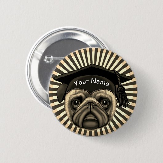 Pug Afstudeerder Ronde Button 5,7 Cm (Voorkant /achterkant)