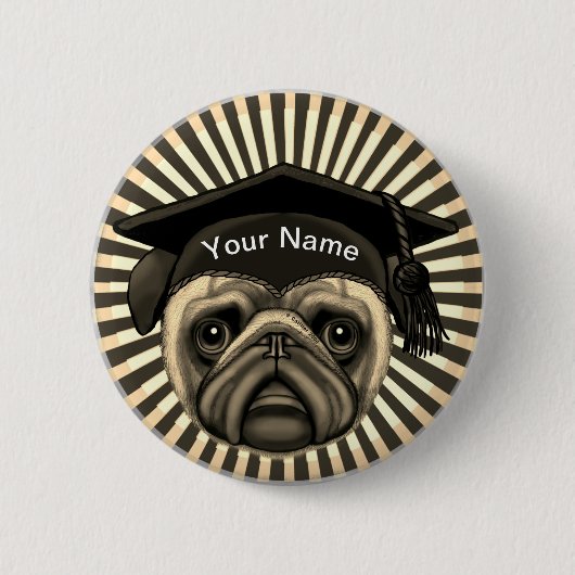 Pug Afstudeerders   Ronde Button 5,7 Cm (Voorkant)