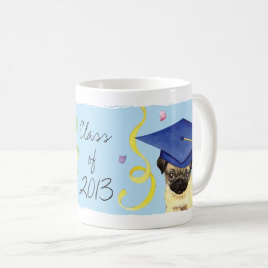 Pug Afstuderen Koffiemok (Voorkant rechts)