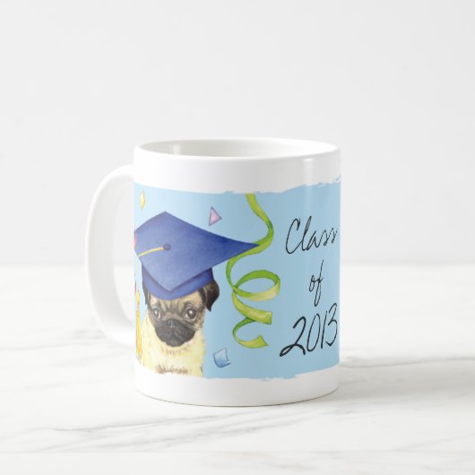 Pug Afstuderen Koffiemok (Voorkant links)