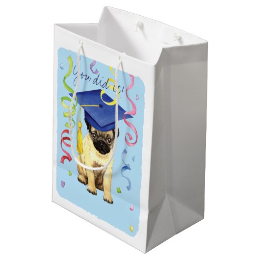 Pug Afstuderen Medium Cadeauzakje (Achterkant Gekanteld)