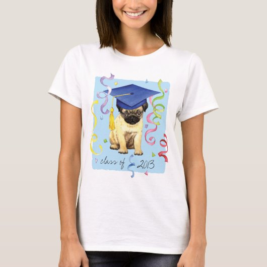 Pug Afstuderen T-shirt (Voorkant)