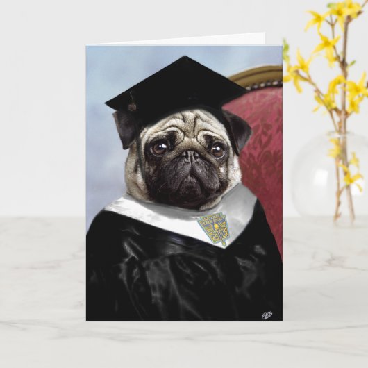 Pug afstuderenkaart kaart (Gele Bloem)