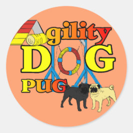 Pug_Agility Gifts Ronde Sticker