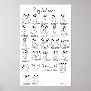 Pug Alphabet A-Z met Rhyme Poster