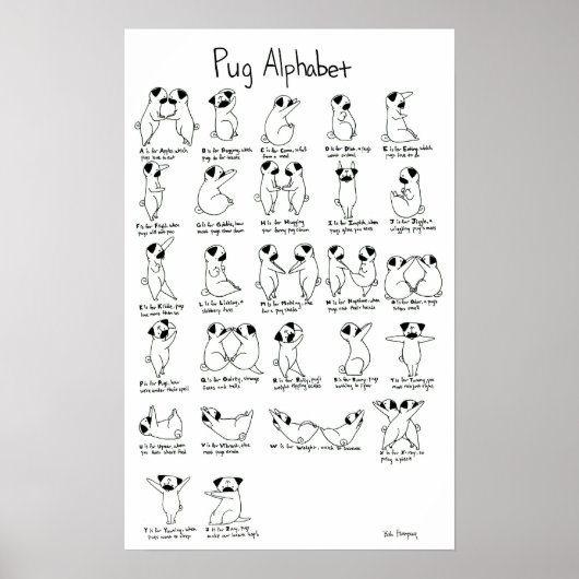 Pug Alphabet A-Z met Rhyme Poster (Voorkant)