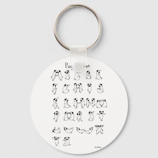 Pug Alphabet A-Z Sleutelhanger (Voorkant)