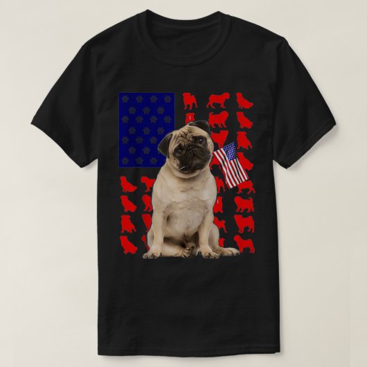 Pug American Flag 4 juli Hondenliefhebber USA Patr T-shirt (Design voorkant)