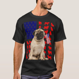 Pug American Flag 4 juli Hondenliefhebber USA Patr T-shirt
