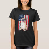Pug American Flag Dog draagt gezichtsmasker op 4 j T-shirt (Voorkant)