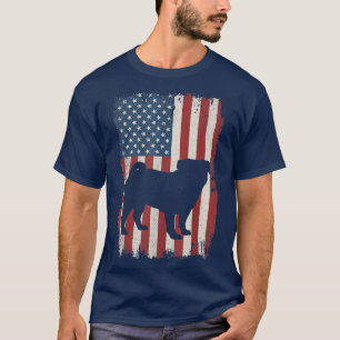 Pug American Flag USA Hondenliefhebbers Puppy US T-shirt