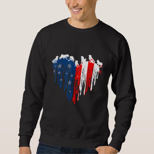 Pug American Heart Flag Dog 4 juli Trui (Voorkant)
