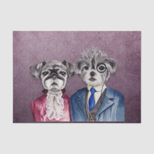 Pug and Brussel Griffon Dogs in  Attire Tissuepapier