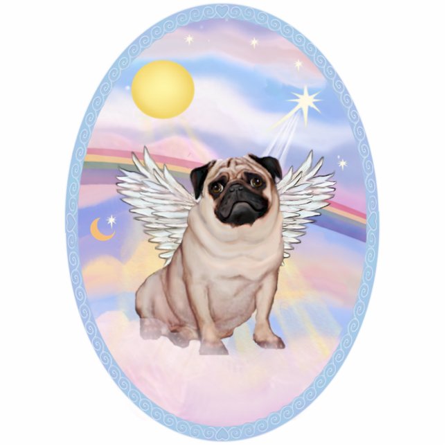 Pug Angel (#17 in de wolken van de hemel Staand Fotobeeldje (Voorkant)
