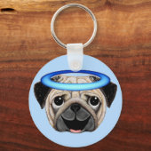 Pug Angel Emoji - Angel Pug Emoji Sleutelhanger (Voorkant)