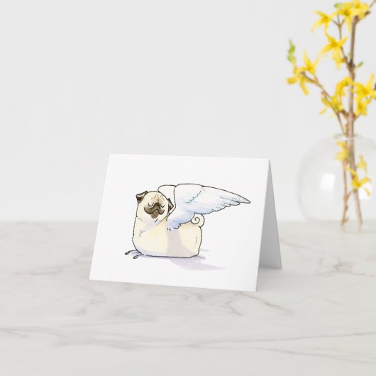 Pug Angel Wings kaart (Gele Bloem)