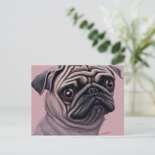 Pug Ansichtkaart Briefkaart (Staand voorkant)
