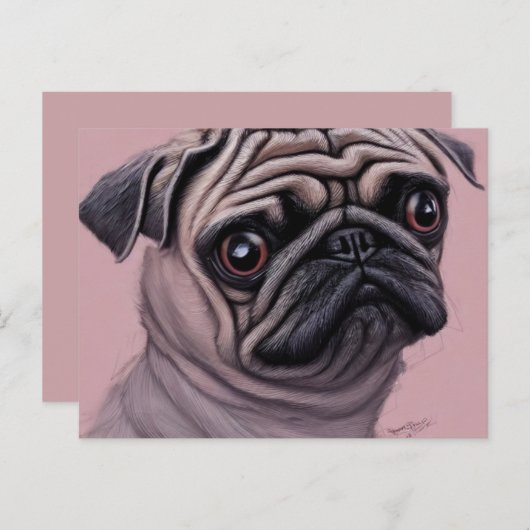 Pug Ansichtkaart Briefkaart (Voorkant / Achterkant)