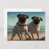 Pug Ansichtkaart Briefkaart (Voorkant / Achterkant)
