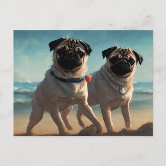 Pug Ansichtkaart Briefkaart (Voorkant)
