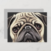 Pug Ansichtkaart Briefkaart (Voorkant / Achterkant)
