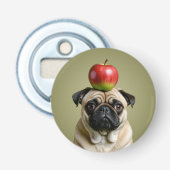 Pug Apple Button Flesopener (Voorkant)