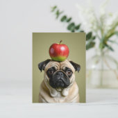 Pug Apple Feestdagenkaart (Staand voorkant)