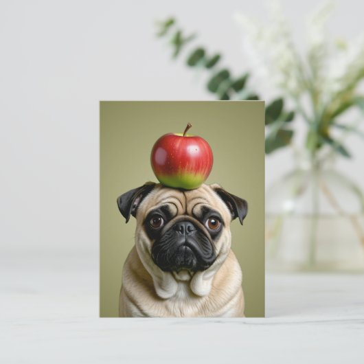 Pug Apple Feestdagenkaart (Staand voorkant)