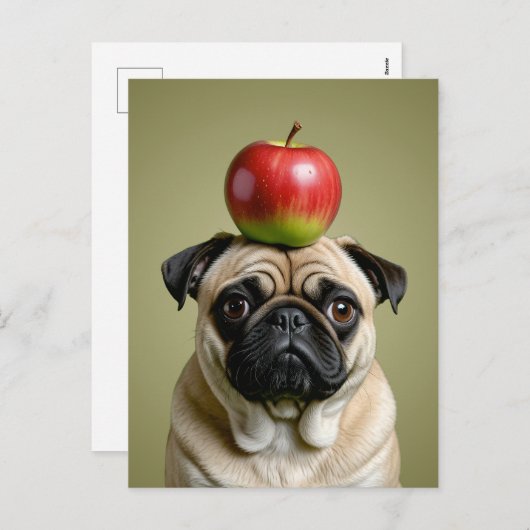 Pug Apple Feestdagenkaart (Voorkant / Achterkant)