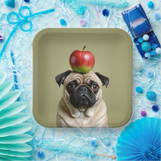 Pug Apple Papieren Bordje (Feest)