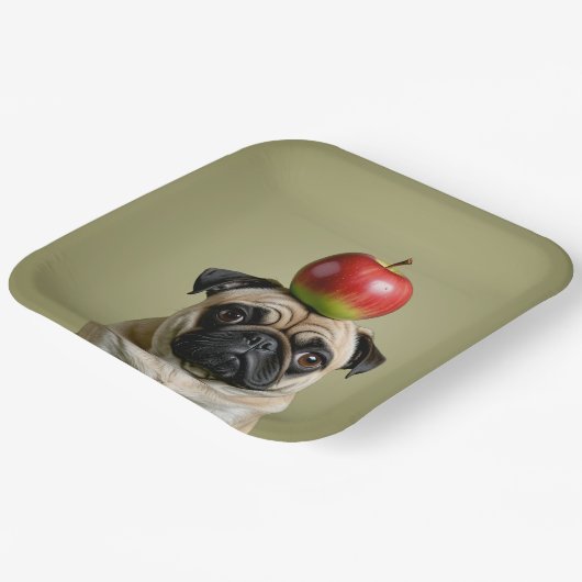 Pug Apple Papieren Bordje (Gebogen)