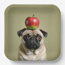 Pug Apple Papieren Bordje