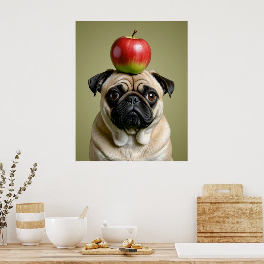Pug Apple Poster (Keuken)