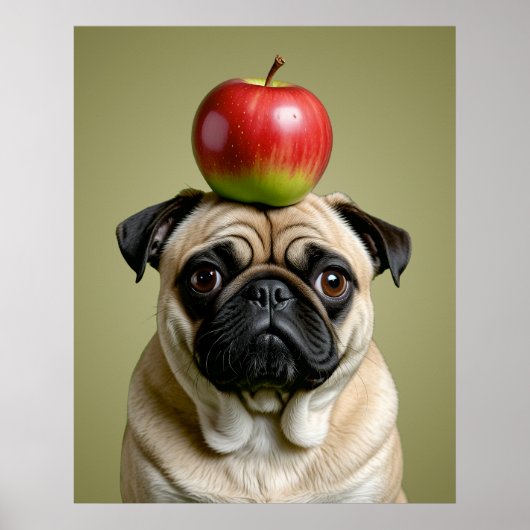 Pug Apple Poster (Voorkant)