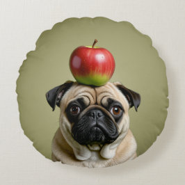 Pug Apple Rond Kussen