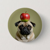 Pug Apple Ronde Button 5,7 Cm (Voorkant)