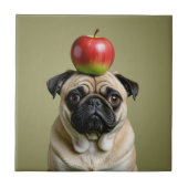 Pug Apple Tegeltje (Voorkant)